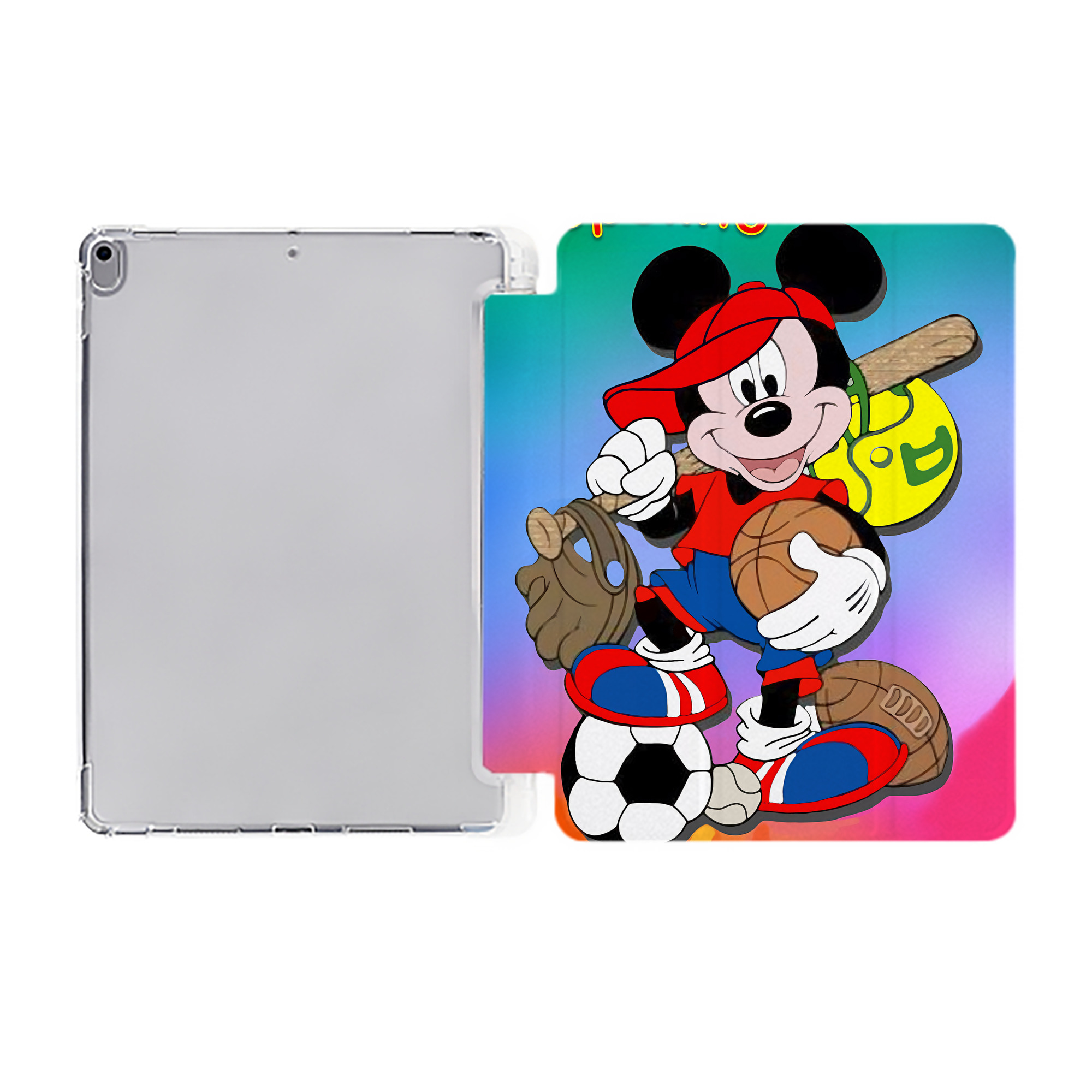 ミッキーマウス Mickey Mouse IPad ケース ペン収納付き 三つ折りスタンド PUレザー×シリコン 対応機種9.5/10.5/10.9インチ